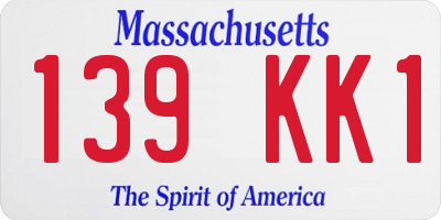MA license plate 139KK1