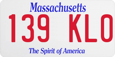 MA license plate 139KL0