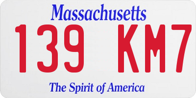 MA license plate 139KM7