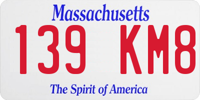 MA license plate 139KM8