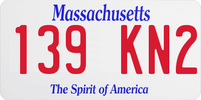 MA license plate 139KN2