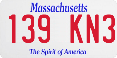 MA license plate 139KN3