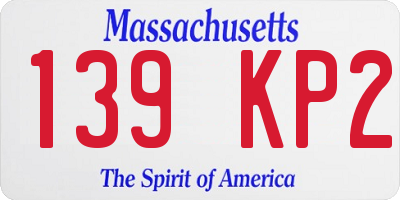 MA license plate 139KP2