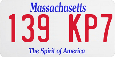 MA license plate 139KP7