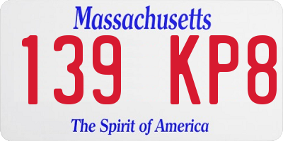 MA license plate 139KP8