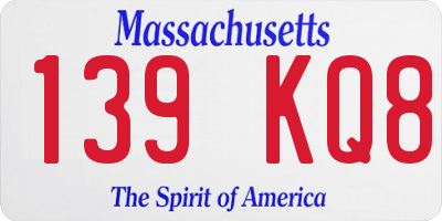 MA license plate 139KQ8