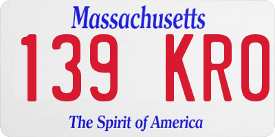 MA license plate 139KR0