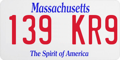 MA license plate 139KR9