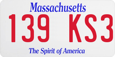 MA license plate 139KS3
