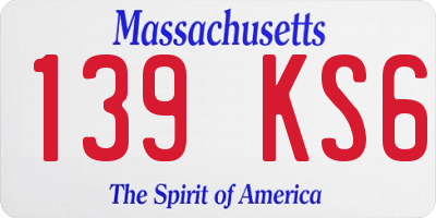 MA license plate 139KS6