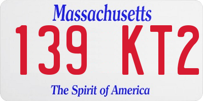 MA license plate 139KT2
