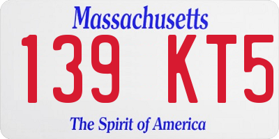 MA license plate 139KT5