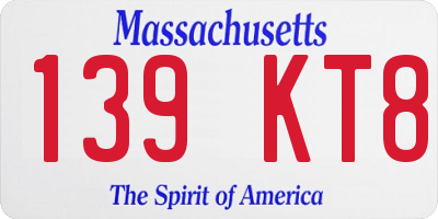 MA license plate 139KT8