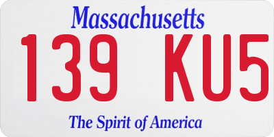 MA license plate 139KU5