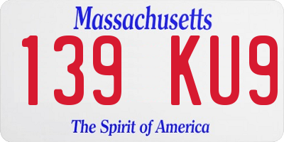 MA license plate 139KU9