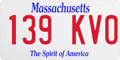 MA license plate 139KV0