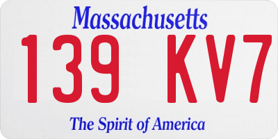 MA license plate 139KV7