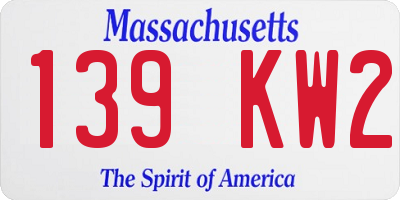 MA license plate 139KW2