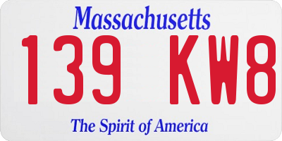 MA license plate 139KW8