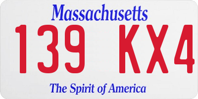 MA license plate 139KX4