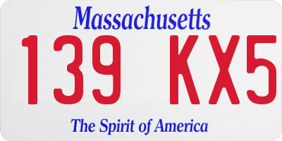 MA license plate 139KX5