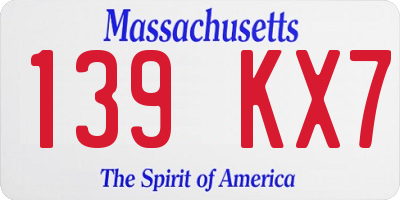 MA license plate 139KX7