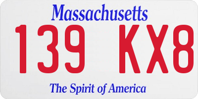 MA license plate 139KX8