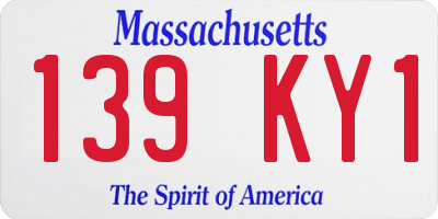 MA license plate 139KY1