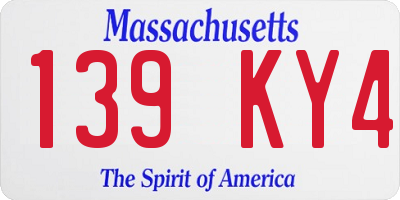 MA license plate 139KY4