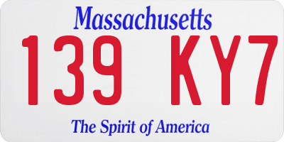 MA license plate 139KY7