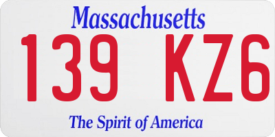 MA license plate 139KZ6