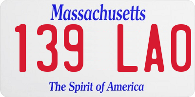 MA license plate 139LA0