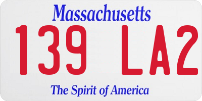 MA license plate 139LA2