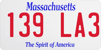 MA license plate 139LA3