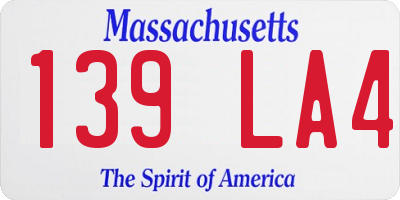 MA license plate 139LA4