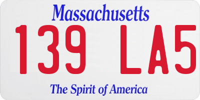 MA license plate 139LA5