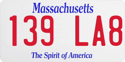 MA license plate 139LA8