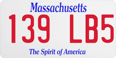 MA license plate 139LB5