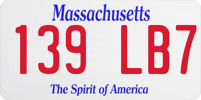MA license plate 139LB7
