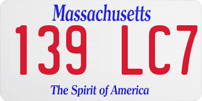 MA license plate 139LC7