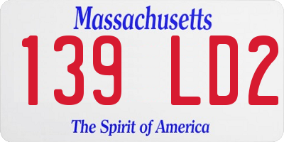 MA license plate 139LD2