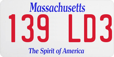 MA license plate 139LD3