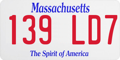 MA license plate 139LD7