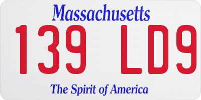 MA license plate 139LD9