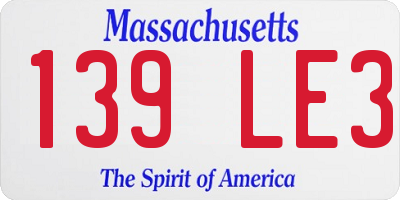 MA license plate 139LE3