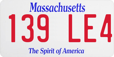 MA license plate 139LE4