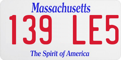 MA license plate 139LE5