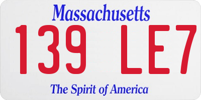 MA license plate 139LE7