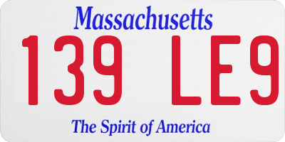 MA license plate 139LE9