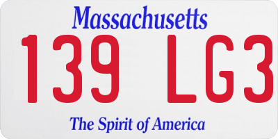 MA license plate 139LG3